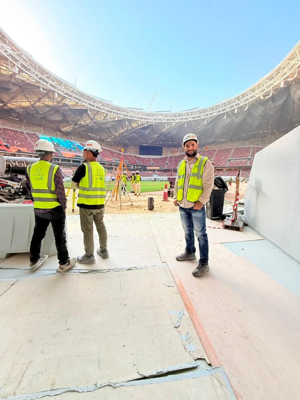 Engineers at a stadium site